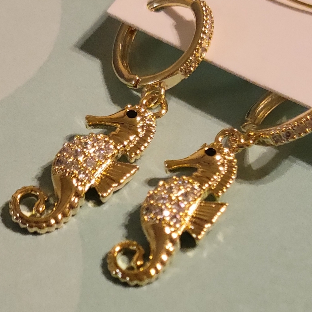 Gold Seahorse Earrings